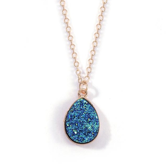 Jewelry - Blue Teardrop Druzy Necklace